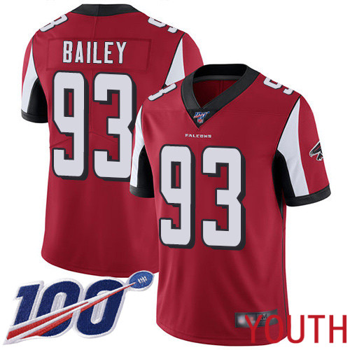 Atlanta Falcons Limited Red Youth Allen Bailey Home Jersey NFL Football #93 100th Season Vapor Untouchable